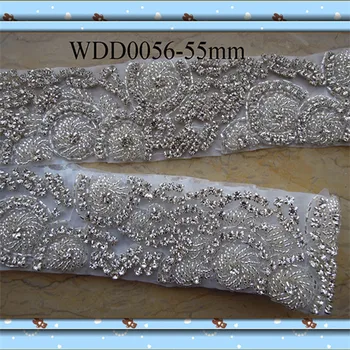 (10 METROV) Veľkoobchodný svadobný korálkové Drahokamu Nášivka Výbava žehlička na svadbu večerné šaty krídla WDD0056