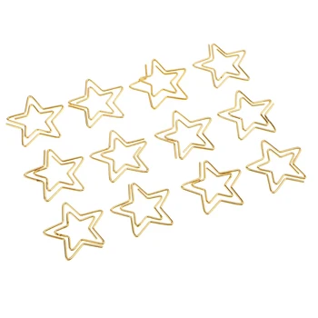 12 Ks Bežne Používané Klipy Star Papier, Držiaky Na Kancelárske Zlatá Farba 2.6 x 2.3 CM