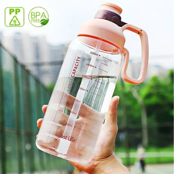 1800ml Veľkú Kapacitu Plastová Fľaša na Vodu s Slamy a Veko BPA Free Vody Pohár Vonkajšie Športové Fľaše Darček pre Dievča, Chlapca