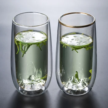 1pcs 350 ml bezolovnaté dvojvrstvové sklo, ručne vyrábané sklo, tepelne-odolné čaj, kávu piť pohár tepelne-odolné transparentné sklo whis
