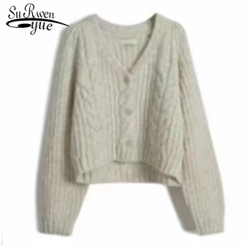 2022 jesenné a zimné nové voľné bežné tvaru mäkké pevné farby, dlhý rukáv Single-breasted sveter žien kabát cardigan 23029