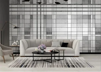 3D Tapety Nástenné Moderné Čierne A biele Sivý Kockovaný Obývacej Izby, Spálne, Gauč Samolepky na Stenu HD pozadia na Stenu papiere Domov Deco