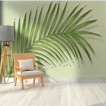 3D Tapety Čerstvé Ručne Maľované Tropických Rastlín Leaf Úľavu krytie Pre Obývacia Izba, Spálňa Pozadie Domova Abstraktných De Parede