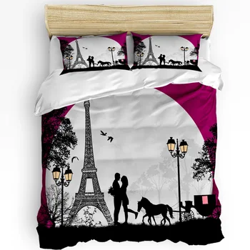 3ks posteľná bielizeň Nastaviť Eiffelova Veža A Milovník Romantický bytový Textil Perinu Vankúš Chlapec Dieťa Dospievajúce Dievča posteľná bielizeň Zahŕňa Súbor