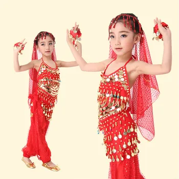 5 KS/NASTAVÍ Deti, Brušný Tanec Kostým pre Súťaže Dievčat Brušného Tanca Nosiť Oblečenie Dieťaťa, Bollywood Dance Kostýmy Deti 89