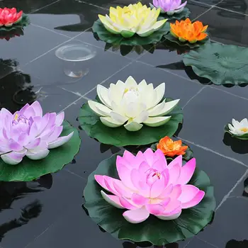 5 ks Umelé Plávajúce Vodné Ľalie EVA Lotosový Kvet Rybník Dekor 10 cm Umelé Lotus Rybník Nádrž Rastlín Ornament Domov Záhrada Dekor