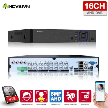 5MP AHD 16 Kanálov AHD DVR, NVR Hybrid 6 v 1, videokamera pre 5MP kvalite 1080P TVI CVI CVBS AHD IP CCTV Bezpečnostná Kamera s 4TB HDD