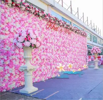 60X40CM Romantický Umelé Ruže Skúmie Kvet Stenu Pre Svadobné Party Stage A Pozadie Dekorácie Mnohých Farbách