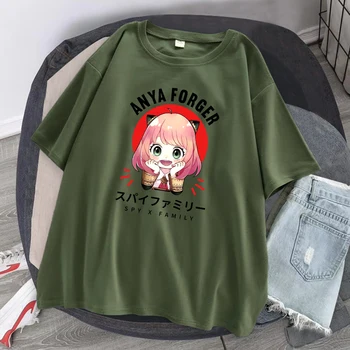 Anya Kováč - Spy X Rodina Umenie T-Shirts Mužov Crewneck Vzor Oblečenie Anime Nadrozmerná Ulice T-Shirts Harajuku Bavlnené Tričko Muž
