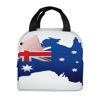Austrália Vlajka Mapu Obed Taška Prenosná Izolované Tepelnej Chladnejšie Bento Lunch Box Tote Piknik Skladovanie Taška Puzdro
