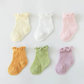 Baby Ponožky Oka Tenké Priedušná Dieťa Jar a v Lete Nové Čipky Ponožky Voľné Ústa Vykostené Novorodenca Ponožky
