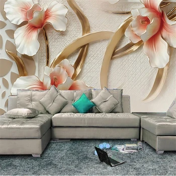 beibehang foto tapety na steny 3D reliéf Lily štýlový moderný minimalistický Európskej veľká nástenná maľba na obývacia izba 3d stenu papier