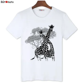 BGtomato žirafa tričko hot predaj streetwear módy zvierat t shirt mužov camiseta masculina telo tee tričko homme biele tričko