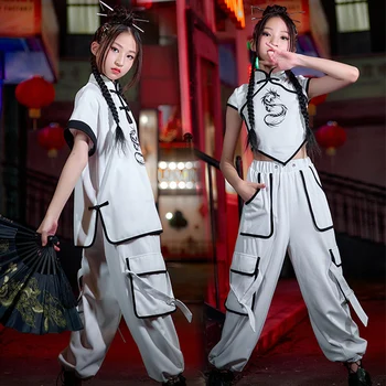 Dievčatá hip-hop Tanečné Oblečenie Čínsky Štýl Street Dance Stage Kostým Rave Festival Oblečenie Voľné Jazz Dance Praxi Nosenie VDB5623