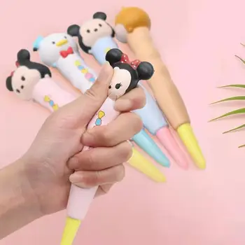 Disney Mickey Minnie Gélové Pero Roztomilý Dekompresný Silikónové Štipku Atramentom Neutrálnej Pero Školy Stacionárne Dodávky Dieťa Darček Káčer Donald