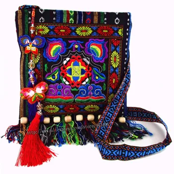 Doprava zadarmo poplatky Vintage Hmong Tribal Etnických Thajskej, Indickej Boho taška cez rameno správu taška pre ženy výšivky Gobelín SYS-005.