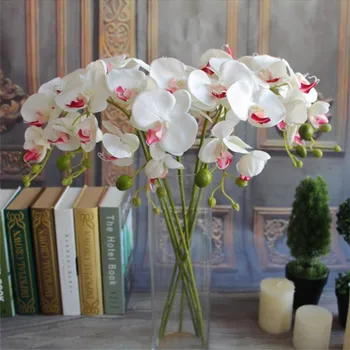 Elegantné Simulácia Phalaenopsis Kvety DIY Ornament Umelé Motýľ Orchidea Hodváb Kvetinové Kytice Svadobné Domáce Dekorácie