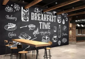 foto tapety Ručne maľované čierna biela nástenná maľba potravín, reštaurácia, kuchyňa tapety kaviareň vlastné Dekoratívne nástenné maľby
