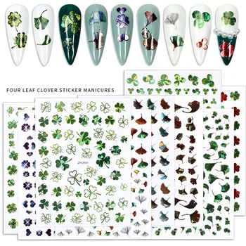 Four-leaf Clover Nail Art, Ozdoby Nálepky Ginkgo Biloba Gradient Aurora Chameleon Nechty, Nálepky DIY Príslušenstvo