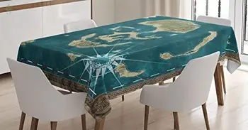 Island Mapa Obrus Lebky Morských Námorných Kostra Hlavy Ako Geografickú Navigáciu Obdĺžnikový Stôl Kryt Pre Jedálenský Dekor