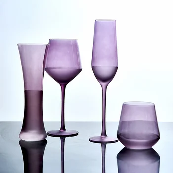 Krištáľové sklo hroznového vína pohár nastaviť vysoké nohy mousse pohár purple in štýl tvorivé veľké brucho dievča francúzsky jeden