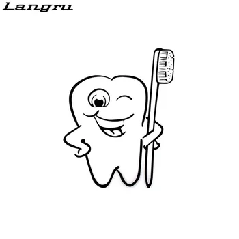 Langru 14,8 v cm*18 cm Legrační Karikatúra Starostlivosti Odtlačkový Zub Vinylové polepy Áut Auto Príslušenstvo Jdm