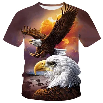 Letné Eagle A Plameň Phoenix Zvierat Grafické 3D Tlač pánske Tričko Fashion O'Neck Krátky Rukáv Nadrozmerné T-Tričko Unisex Topy