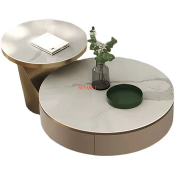 Luxusné bridlice konferenčný stolík kolo veľkosť kombinácii s šuplíku Tvorivé minimalistický dizajnér obývacia izba domov moderný minimalistický