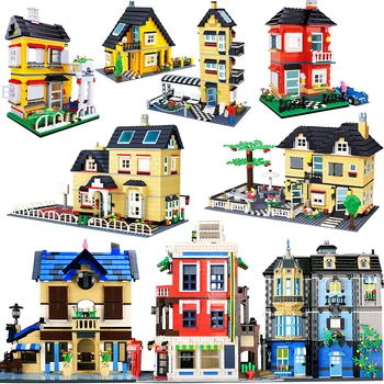 Mesto Architektúry Villa Chata Model Stavebné Bloky Kompatibilné Priateľmi Pláži Chata Modulárnych Domov, Obec Konštrukcia Hračky