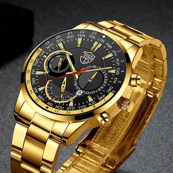 Módne pánske Náramkové hodinky Zlaté Nehrdzavejúcej Ocele, Quartz Hodinky pre Mužov Značky Luxusné Podnikania Dátum Kožené Muž Hodiny reloj hombre