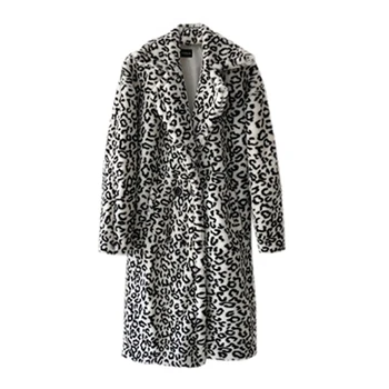 Nové 2021 Zimné Žien Umelú Kožušinu, Trendy Bundy Leopard Hrubé Teplé Ženské Zvrchníky Voľné Lady ovčej vlny Dlhé Kabáty Oblečenie