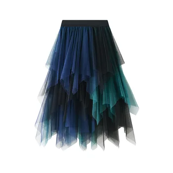 Nové Módne dámy Zodpovedajúce farby perlinkové tkaniny Sukne Viacvrstvových Nepravidelný Univerzálne Elastické Sukne Ženy Dropshiping