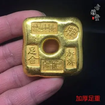 Nádherné pozlátené daqingfu námestie gold ingot domáce dekorácie