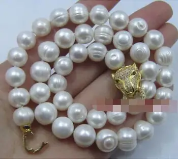 nádherný 10-11 mm prírodné south sea barokový white pearl náhrdelník 18inch925s