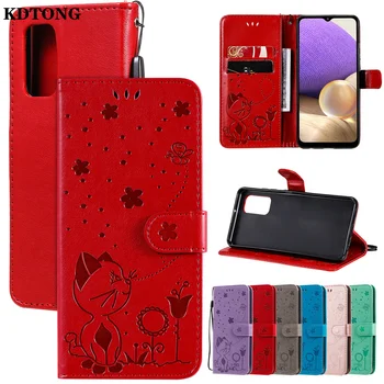 Peňaženky, Kožené Telefón puzdro pre Samsung Galaxy Note 20 S20 Ultra Plus A71 A51 A70 A50 Coque Plastický Mačka a Včely Chrániť Kryt