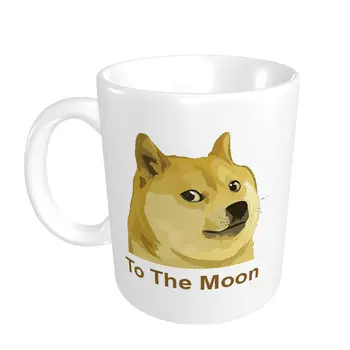 Promo premium Dogecoin Na Mesiac B(1) Hrnčeky Novinka Dogecoin Meme POHÁRE Tlač čajových šálok