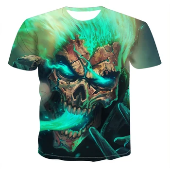 Pánske T-shirt Horor 3D Topy Lebky Demon Tému Leto Fashion T-shirt pánske O-neck Tričko Chlapec Oblečenie Plus Veľkosť Streetwear