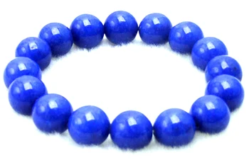 Qingmos 10 mm Kolo Prírodné Modré Jades Bacelet pre Ženy, Skutočné Kamenné Náramky Šperky Oblasť činnosti Podľa Elastické bra175