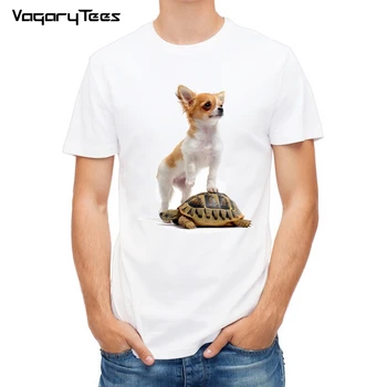 Roztomilý Čivava psa 3d tričko mužov 2019 nová biela bežné priedušné tričko homme zábavné Korytnačka čase t-shirt
