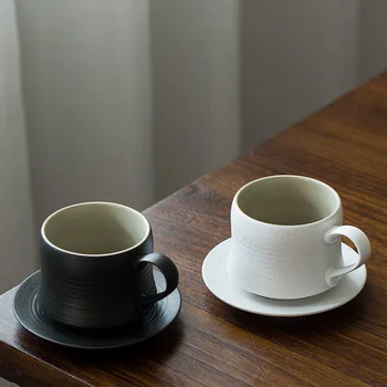 Ručné Keramické Japonsko Retro Jednoduchý Štýl Kávu, Čaj, Pohár Tanier Nastavenie 220ML Keramika Biela Čierna Iny Populárne