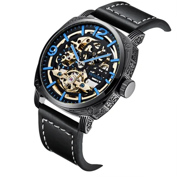 SENORS Dizajn 2021 Luxusné Muži Mechanické Náramkové hodinky Automatický Chronograf Hodinky Duté Nepremokavé Svietiace Hodiny reloj hombre