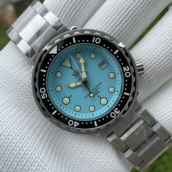 Steeldive SD1975 47.5 mm Tiffany dial keramická fazeta 30ATM 300m nepremokavé nehrdzavejúcej ocele NH35 tuniaka mužov potápačské hodinky