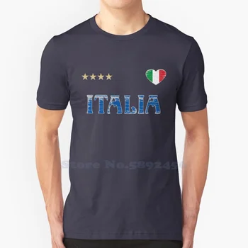 Taliansko Futbal Futbal Fan Tričko Srdce Vlajka High-Kvalitné Tričko