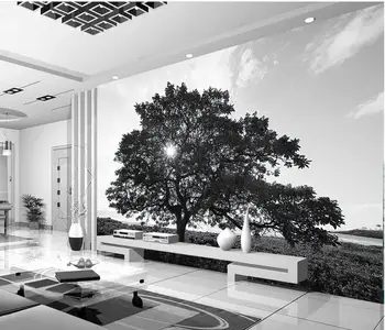 tapety na obývacia izba Čierne a biele stromy krajiny vlastné 3d fotografie tapety Domáce Dekorácie