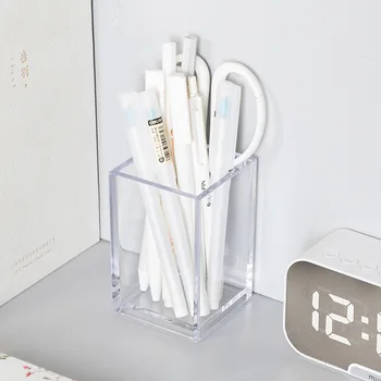 Transparentné Cube-ako Ceruzka Držiteľa Jednoduché Akryl Pero Pohár Dekoratívny Akryl, Ceruzka Kontajner Diaľkové Ovládanie Box