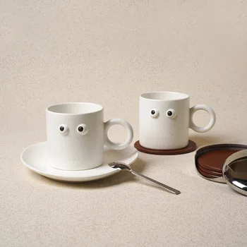 Tvorivé Keramika Roztomilý Oko Kávu, Pohár a Tanier Nordic Domov Decorarion Príslušenstvo Ručné Umenie Hrnček Čaju Zásobník Darček pre Priateľku