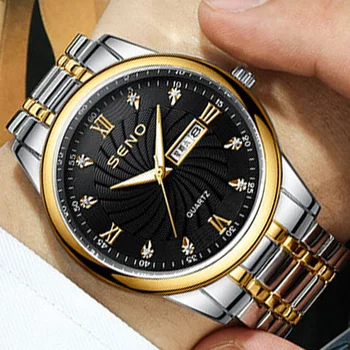 Ultra-tenké nepremokavé automatické non-mechanické Náramkové hodinky mužov svetelný dual kalendár quartz hodinky diamond obchodné muž hodinky