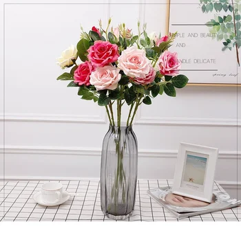 Umelé Kvety 65 cm Paríž Vône Ruže Kytice Vďaky Stôl Dekorácie, Dom, Záhrada Art Deco Verandu Dekorácie
