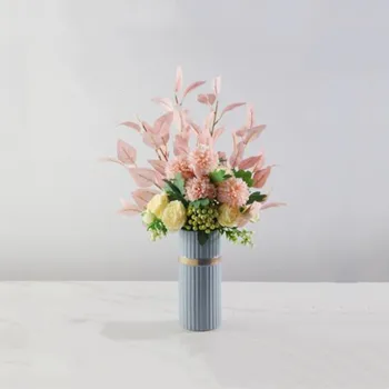 Umelý Hybrid Ružový Kvet Keramická Váza Nastaviť Domáce Dekorácie Krásne Vysoký Štýl Modrá Séria Fľaša Luxusný Nábytok
