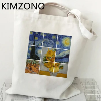 Van Gogh nákupní taška recyklovať shopper taška shopper eco opakovane taška boodschappentas tkané opakovane juty chytiť